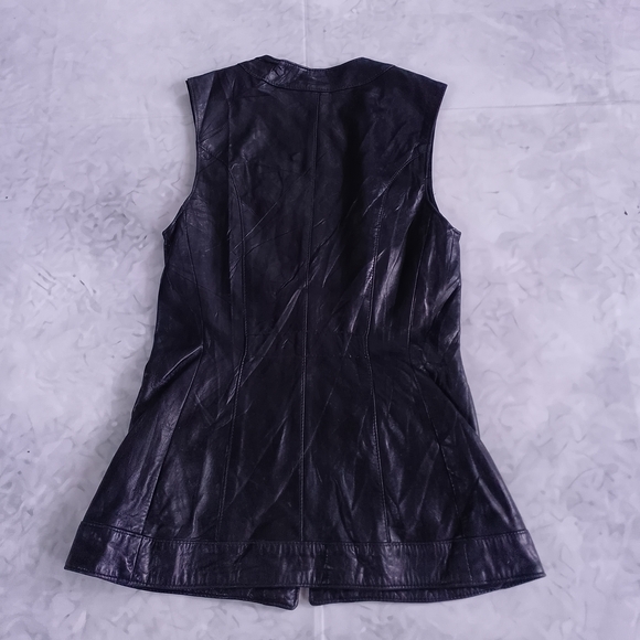 Vintage LIPTONS Black Leather Long Utility Vest Dress – Zipper Closure - Picture 4 of 8